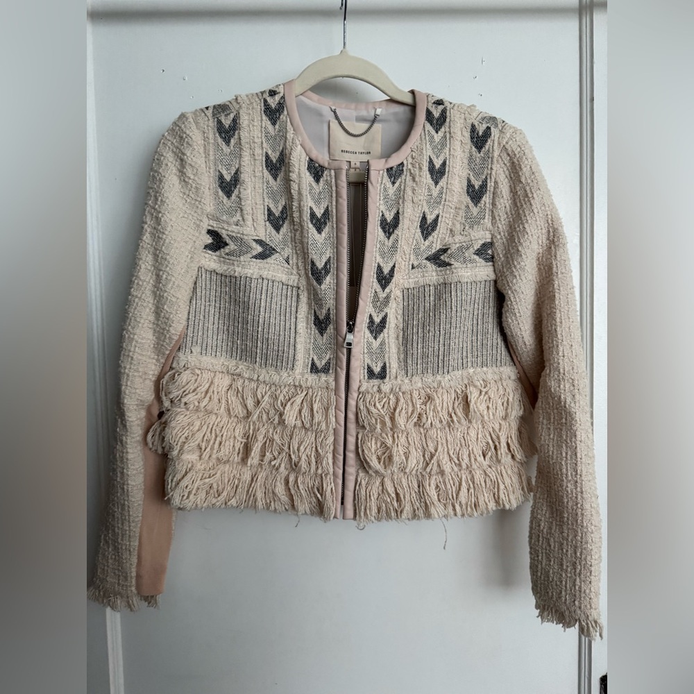Rebecca Taylor Cream and Gray Textured Jacket